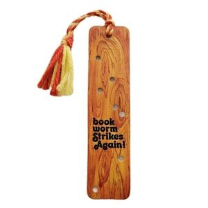 Vintage 70s Bookmark Book Worm Strikes, Wood Holes, 1976 Antioch Bookplate H-176